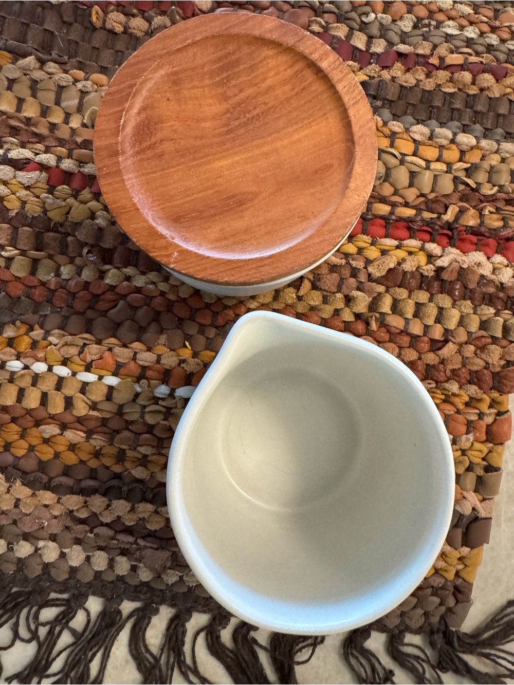 Magnolia White Stoneware Hearth and Hand Cream & Sugar Set with Wood Lid - Picture 3 of 8